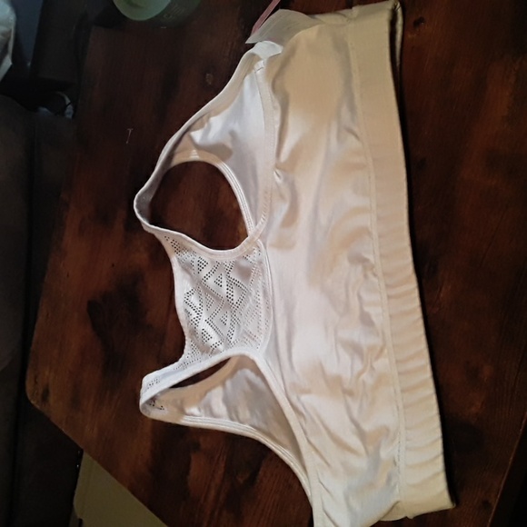 ZYIA Active XL White Padded Sports Bra Comfy Boho Detail Racerback - Picture 11 of 13
